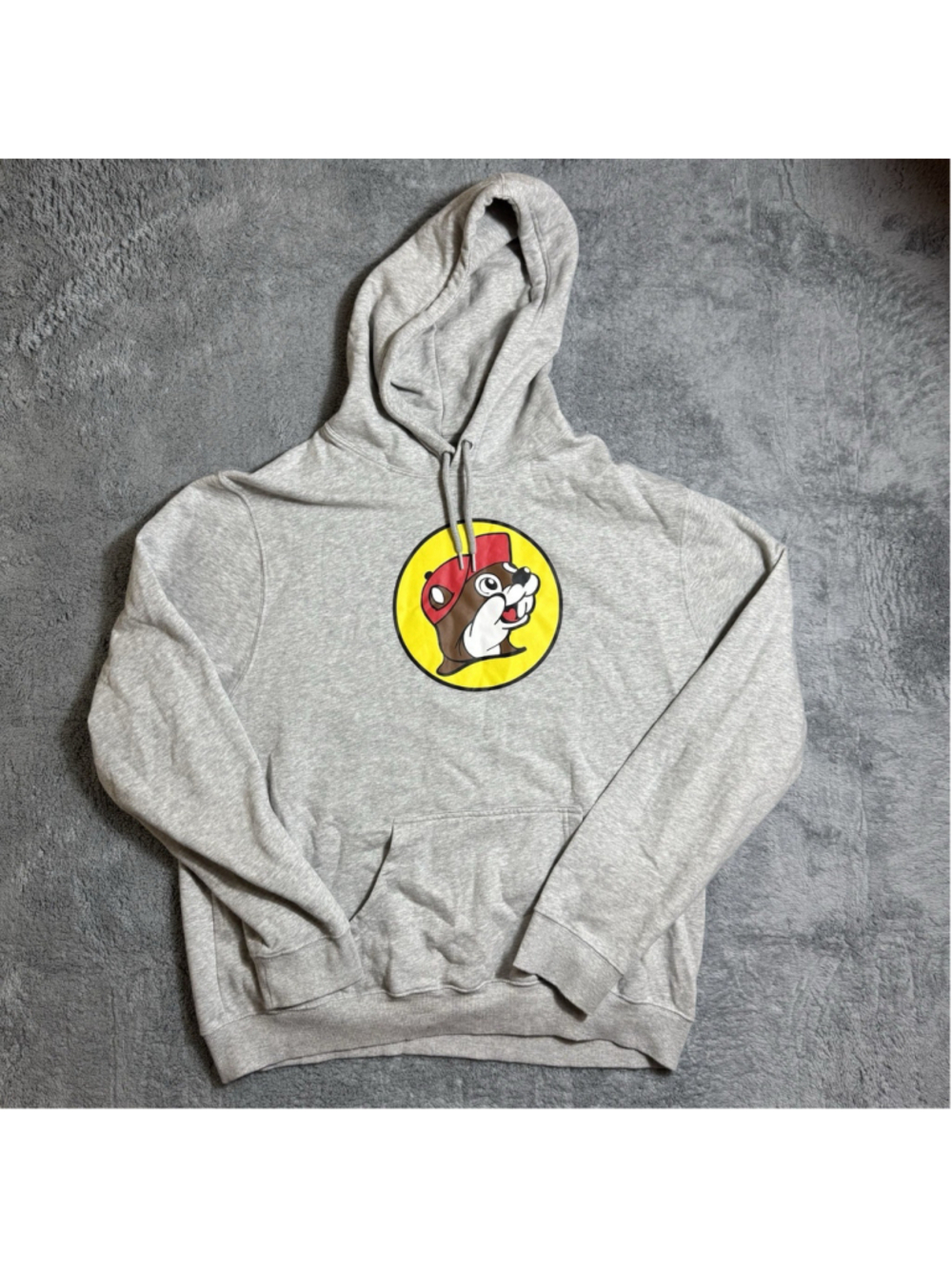 Buc-ees Hoodie Gray Outdoor Gas Station Beaver Pullover Drawstring Men’s Size XL